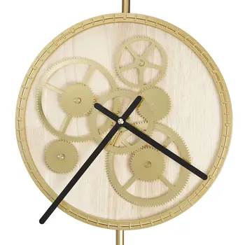 20" Novelty Gold Metal and Glass Analog Exposed Gear Wall Clock