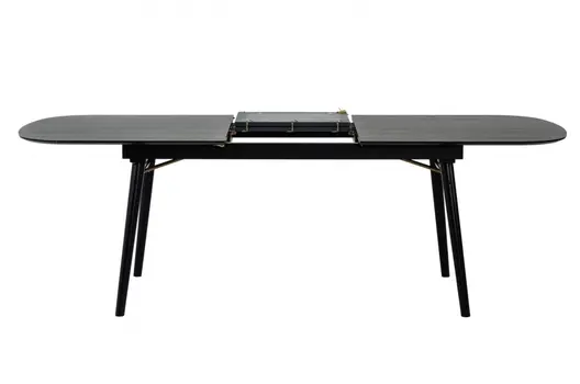 71" Black Rectangular Manufactured Wood Butterfly Leaf Dining Table