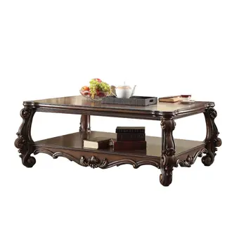 59" Brown and Dark Brown Wood Coffee Table With Shelf