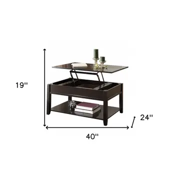 40" Black Wood Lift Top Coffee Table