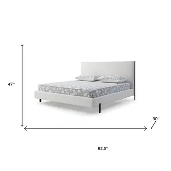 King White Upholstered Faux Leather Bed With USB