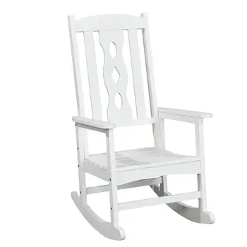 45" White Heavy Duty Plastic Rocking Chair