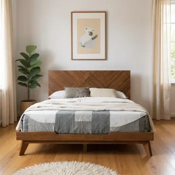 Brown Wood California King Bed Frame