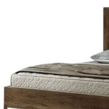 Brown and Gold Wood King Bed Frame