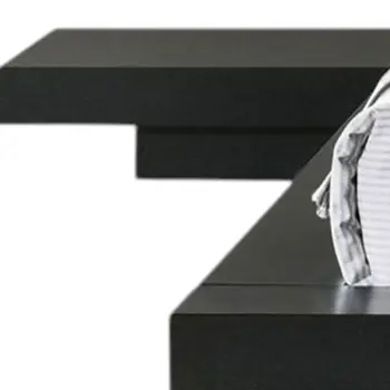 Black and White Wood And Faux Leather King Bed Frame With Attached Nightstands