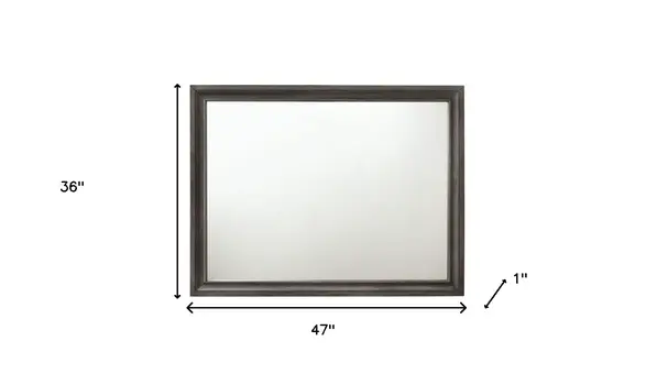 36" Gray Wood Framed Mounted Dresser Mirror