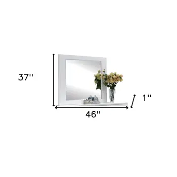 37" White Wood Framed Mounted Dresser Mirror