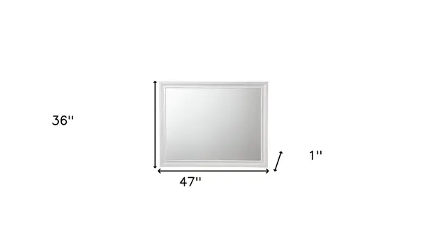 36" White Wood Framed Mounted Dresser Mirror