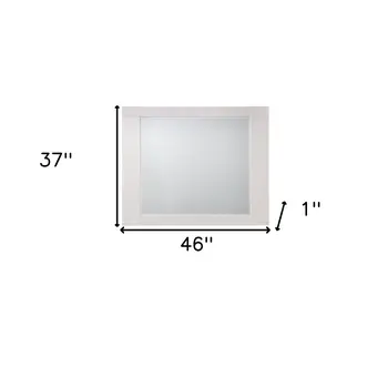 37" White Square Wood Framed Mounted Dresser Mirror