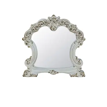 45" White Abstract Wood Framed Mounted Dresser Mirror