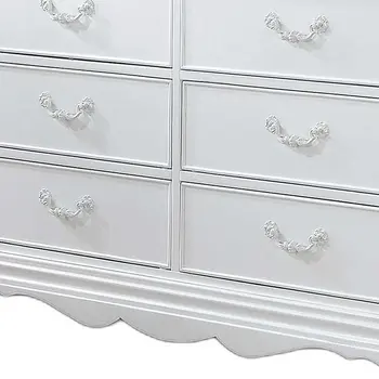 56" White Solid Wood Eight Drawer Double Dresser