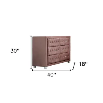 40" Pink Solid and Manufactured Wood Six Drawer Double Dresser