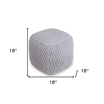 18" Light Gray Cotton Blend Pouf Ottoman