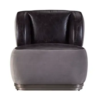 29" Slate Gray and Brown Velvet Slipper Chair