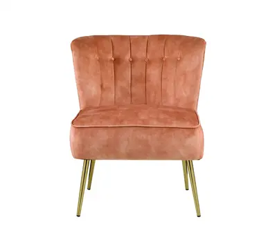 26" Burnt Orange and Brown Velvet Slipper Chair
