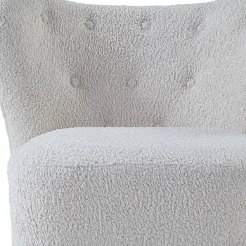 31" White and Brown Sherpa Polka Dots Wingback Chair