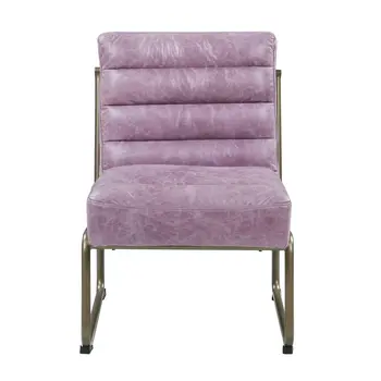 22" Wisteria and Steel Blue Top Grain Leather Ikat Side Chair