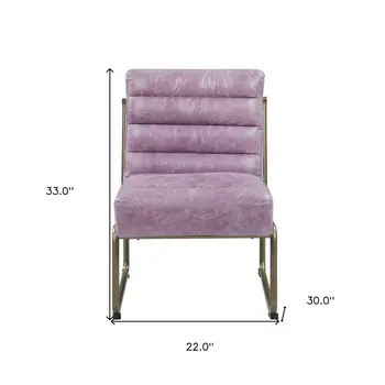 22" Wisteria and Steel Blue Top Grain Leather Ikat Side Chair