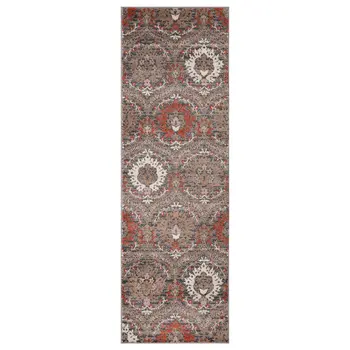 8' Rust Floral Runner Rug
