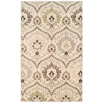 3' X 5' Gray And Ivory Floral Area Rug