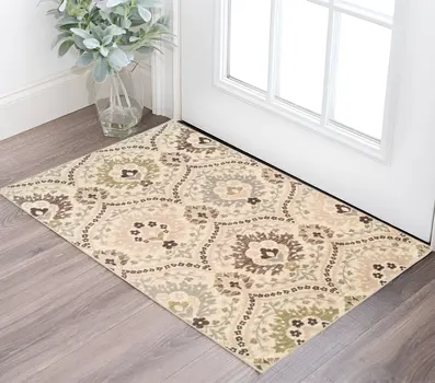 3' X 5' Gray And Ivory Floral Area Rug