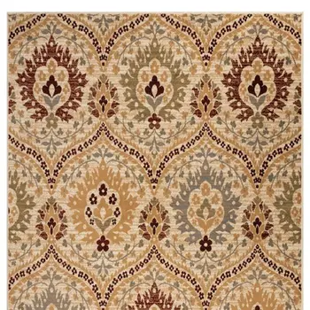 4' X 6' Camel Gray And Rust Floral Stain Resistant Area Rug