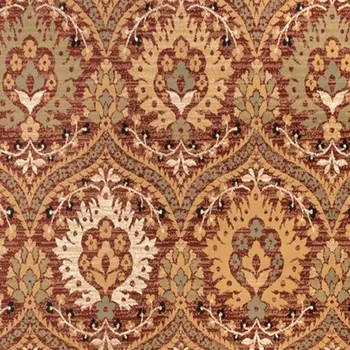 4' X 6' Red Gold And Olive Floral Stain Resistant Area Rug