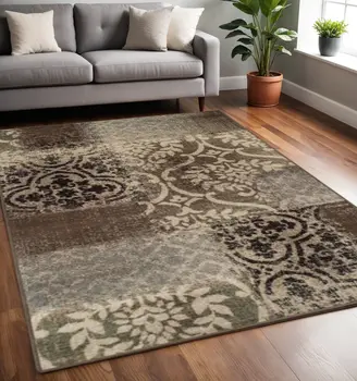 5' X 8' Ivory Light Blue Abstract Stain Resistant Area Rug