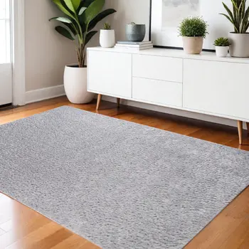 4' X 6' Silver Shag Stain Resistant Area Rug