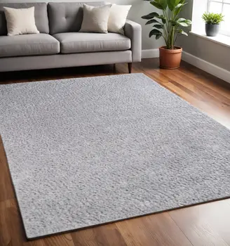 5' X 8' Silver Shag Stain Resistant Area Rug