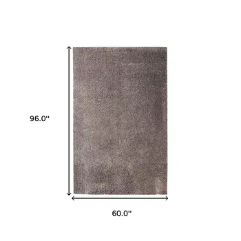 5' X 8' Taupe Shag Stain Resistant Area Rug