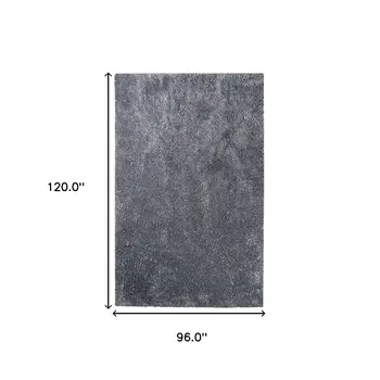 8' X 10' Grey Shag Stain Resistant Area Rug