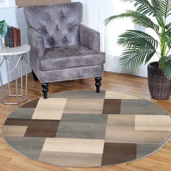 5' Gray Patchwork Round Rug
