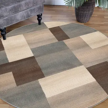 5' Gray Patchwork Round Rug