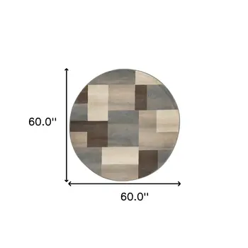 5' Gray Patchwork Round Rug
