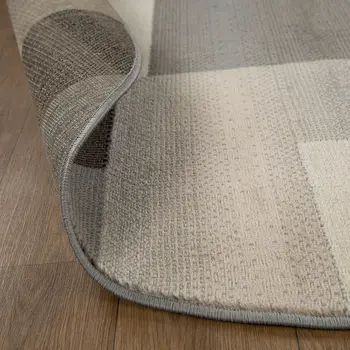 5' Blue Brown And Gray Patchwork Round Rug