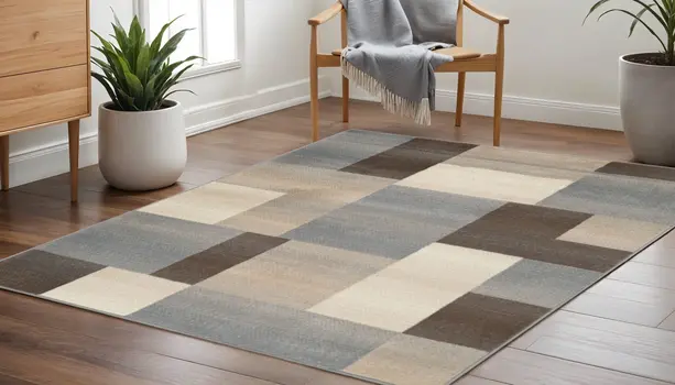 5' Gray Patchwork Square Rug