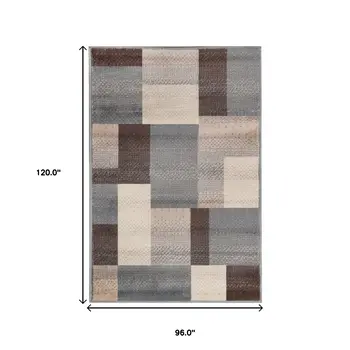 8' X 10' Gray Brown And Cream Patchwork Area Rug