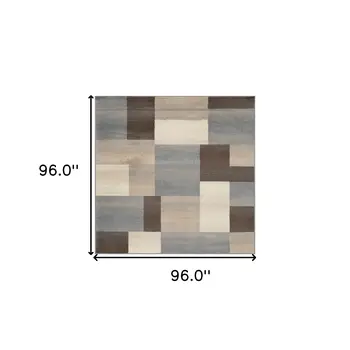 8' Gray Patchwork Square Rug