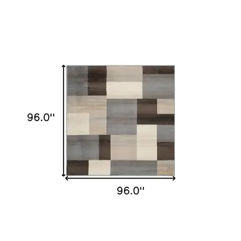 8' Gray Patchwork Square Rug