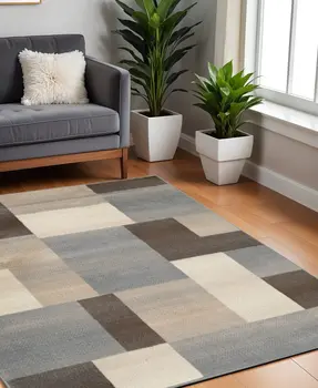 8' Gray Patchwork Square Rug