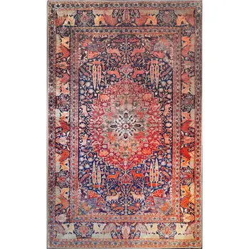 3' X 5' Brown Medallion Stain Resistant Area Rug