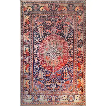 8' X 10' Brown Black And Brick Red Medallion Area Rug