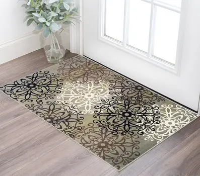 2' X 3' Blue And Gray Medallion Power Loom Stain Resistant Area Rug