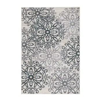 2' X 3' Oatmeal And Gray Medallion Power Loom Stain Resistant Area Rug
