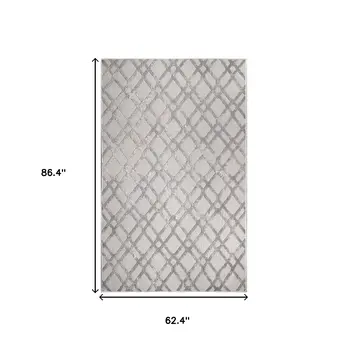5' X 7' Slate Geometric Stain Resistant Non Skid Indoor Outdoor Area Rug