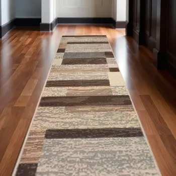 12' Slate Patchwork Power Loom Runner Rug