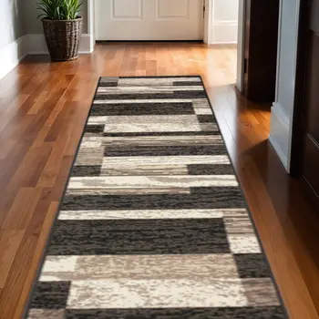 11' Chocolate Patchwork Power Loom Runner Rug