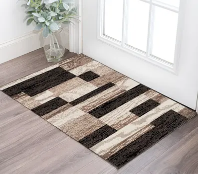 2' X 3' Chocolate Patchwork Power Loom Stain Resistant Area Rug