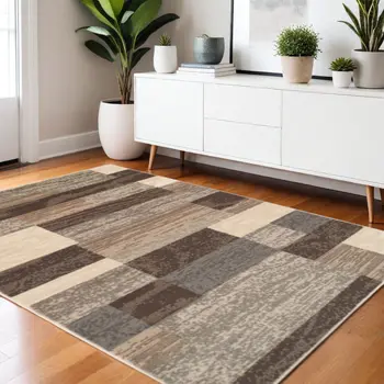 4' X 6' Slate Patchwork Power Loom Stain Resistant Area Rug